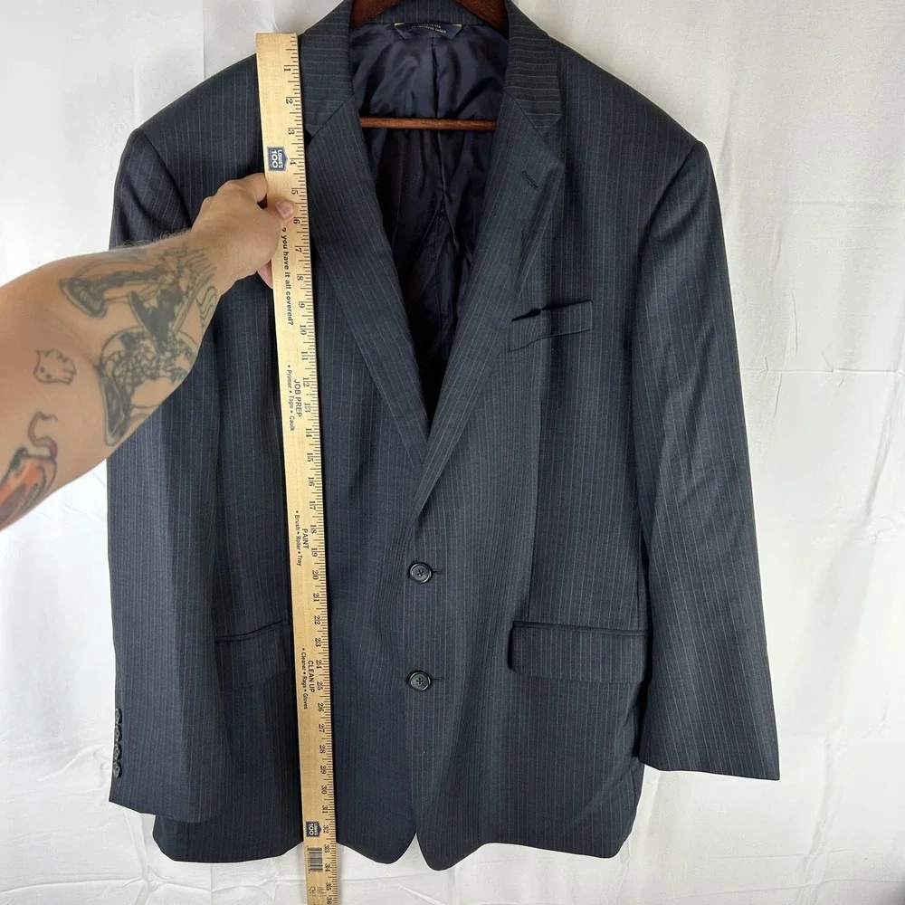 Brooks Brothers Blazer‎ Mens 48R Gray Pinstripe 1818 Madison Saxxon Wool USA